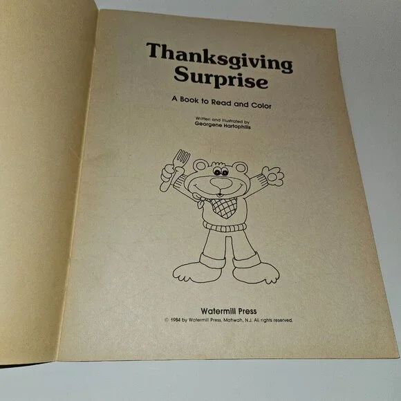 VTG Thanksgiving Surprise Paperback A Book To Read and Color Watermill Press - Picture 6 of 9